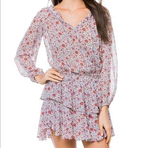 NWT LoveShackFancy Floral Popover Silk Dress, M